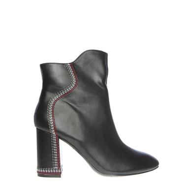 REDZ WOMENS STITCH HEEL ZIP ANKLE BOOT - BLACK